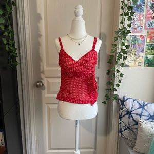 y2k red polka dot tank top